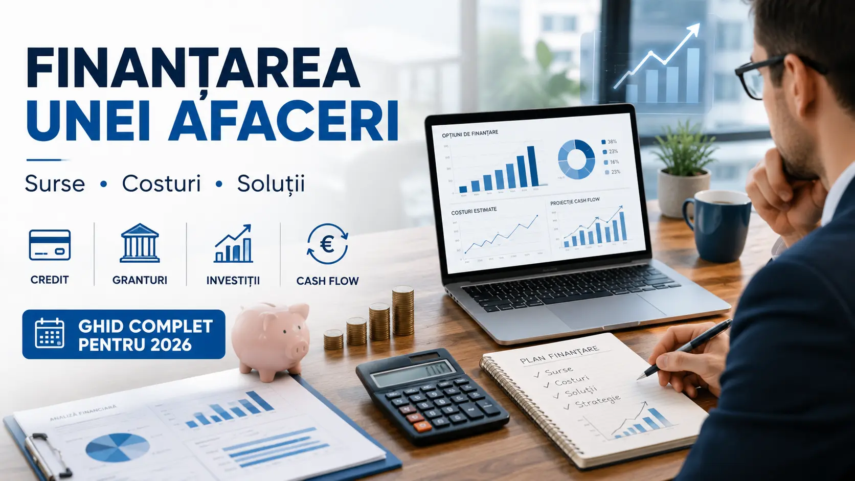 Finanțarea unei afaceri în 2026 prin credite, granturi, investiții și gestionarea cash-flow-ului