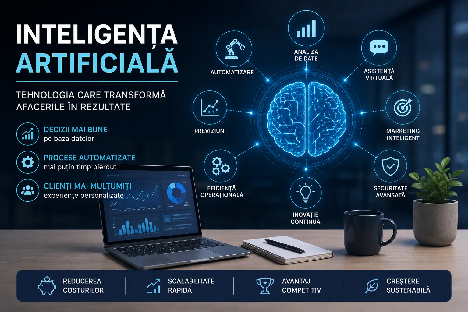 inteligenta artificiala pentru firme in 2026 cu automatizare, analiza date si asistenti digitali
